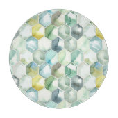 Blaues u. grünes Aquarell Honycomb Muster Schneidebrett (Vorderseite)