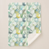 Blaues u. grünes Aquarell Honycomb Muster Sherpadecke (Vorderseite)