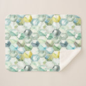 Blaues u. grünes Aquarell Honycomb Muster Sherpadecke (Vorderseite (Horizontal))