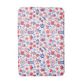 Blaues u. korallenrotes Blumenmuster Badematte (Vorderseite Vertikal)