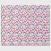 Blaues u. korallenrotes Blumenmuster Geschenkpapier (Flach)