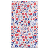 Blaues u. korallenrotes Blumenmuster Kleine Geschenktüte (Vorderseite)