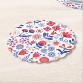 Blaues u. korallenrotes Blumenmuster Untersetzer (angewinkelt)