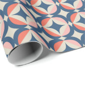 Blaues u. korallenrotes geometrisches Muster Geschenkpapier (Rolleneckpunkt)