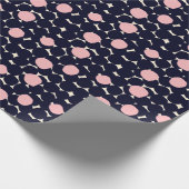 Blaues u. rosa großes Punkt-Muster Geschenkpapier (Ecke)