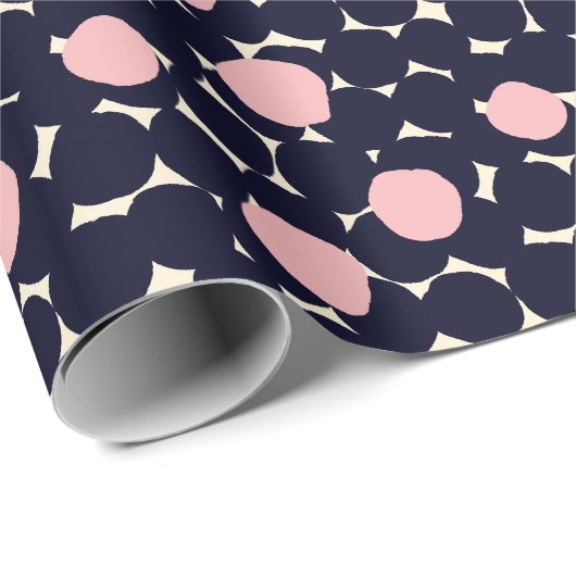 Blaues u. rosa großes Punkt-Muster Geschenkpapier (Rolleneckpunkt)