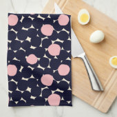 Blaues u. rosa großes Punkt-Muster Geschirrtuch (Viertel Falte)