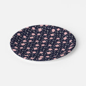 Blaues u. rosa großes Punkt-Muster Pappteller (Schrägansicht)