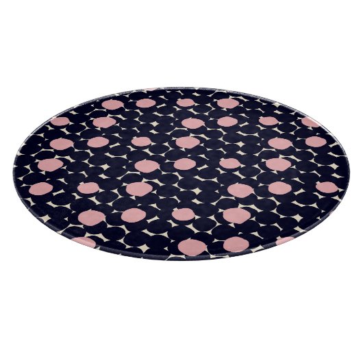 Blaues u. rosa großes Punkt-Muster Schneidebrett (Ecke)