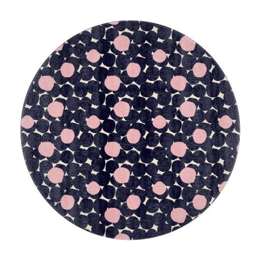 Blaues u. rosa großes Punkt-Muster Schneidebrett (Vorderseite)