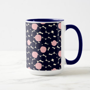Blaues u. rosa großes Punkt-Muster Tasse