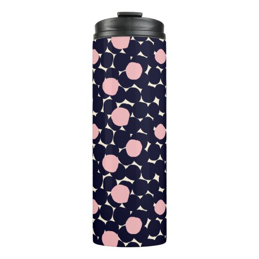 Blaues u. rosa großes Punkt-Muster Thermosbecher (Vorderseite)