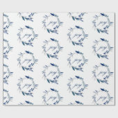 Blaues u. weißes FREUDE Geschenkpapier (Flach)