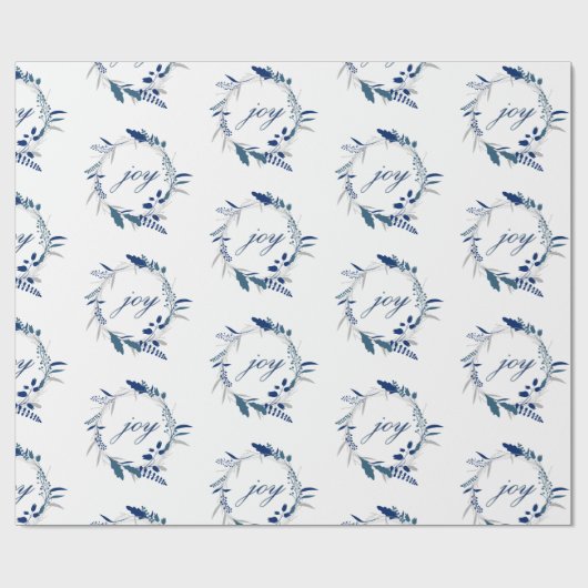 Blaues u. weißes FREUDE Geschenkpapier (Flach)
