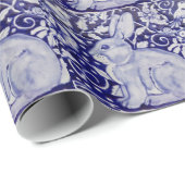 Blaues u. weißes geschenkpapier (Rolleneckpunkt)