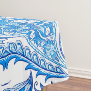 Blaues u. weißes Paisley-Muster Tischdecke