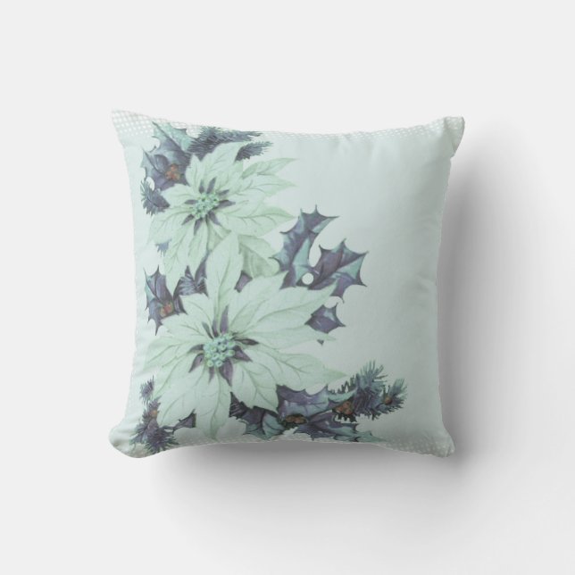 Blaues u. weißes WeihnachtsWurfs-Kissen Kissen (Vorderseite)