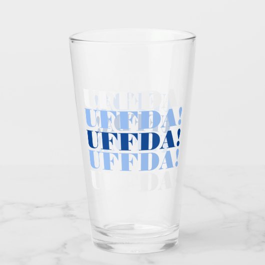 Blaues Uffda-Bier-Glas Glas (Rückseite)