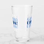 Blaues Uffda-Bier-Glas Glas (Links)
