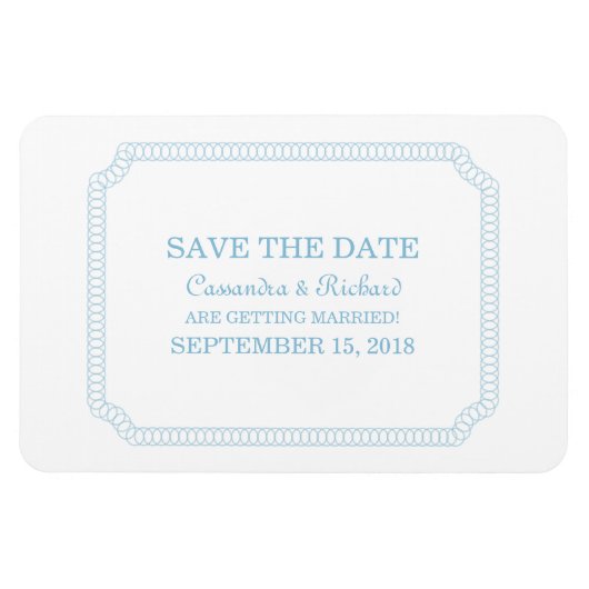 Blaues umschlossenes Ticket Speichern Sie das Datu Magnet (Horizontal)