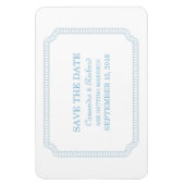 Blaues umschlossenes Ticket Speichern Sie das Datu Magnet (Vertikal)