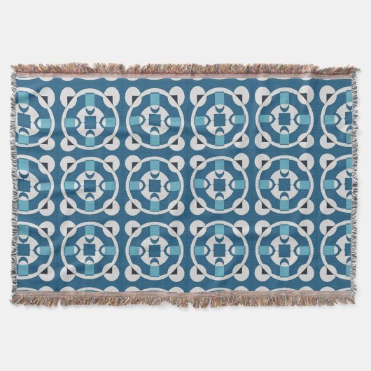 Blaues und Abstraktes geometrisches Muster Decke (Vorderseite)