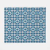 Blaues und Abstraktes geometrisches Muster Fleecedecke (Vorderseite (Horizontal))