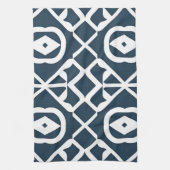 Blaues und Abstraktes geometrisches Muster Geschirrtuch (Vertikal)