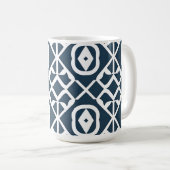 Blaues und Abstraktes geometrisches Muster Kaffeetasse (VorderseiteRechts)
