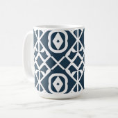 Blaues und Abstraktes geometrisches Muster Kaffeetasse (Vorderseite Links)