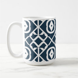 Blaues und Abstraktes geometrisches Muster Kaffeetasse