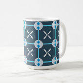 Blaues und Abstraktes geometrisches Muster Kaffeetasse (VorderseiteRechts)