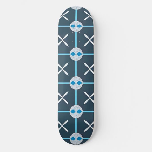 Blaues und Abstraktes geometrisches Muster Skateboard (Vorderseite)