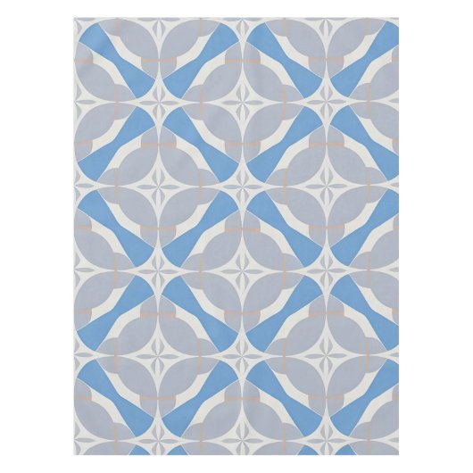 Blaues und Abstraktes geometrisches Muster Tischdecke (Vorderseite)