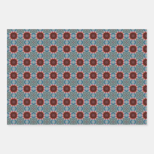 Blaues und Abstraktes geometrisches Umreifungspapi Geschenkpapier Set (Vorderseite 3)