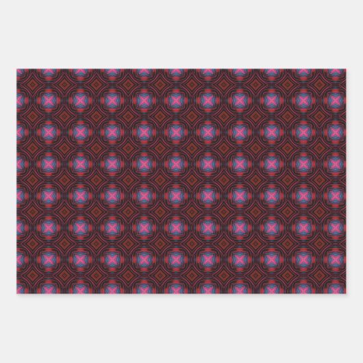 Blaues und Abstraktes geometrisches Umreifungspapi Geschenkpapier Set (Vorderseite)