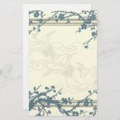 Blaues und beige blühender Baum-Briefpapier Briefpapier (Vorne/Hinten)