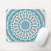 Blaues und Beiges modernes Mandala-Muster Mousepad (Mit Mouse)