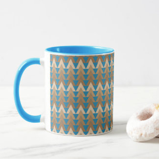 Blaues und braunes geometrisches Muster  Tasse