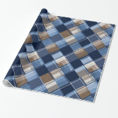 Blaues und braunes Vatertagsmuster Geschenkpapier (Ungerollt)