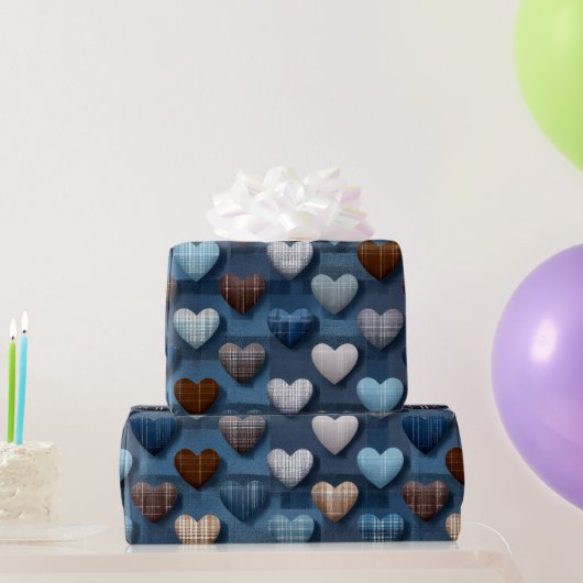 Blaues und braunes Vatertagsmuster Geschenkpapier (Partygeschenke)