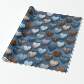 Blaues und braunes Vatertagsmuster Geschenkpapier (Ungerollt)