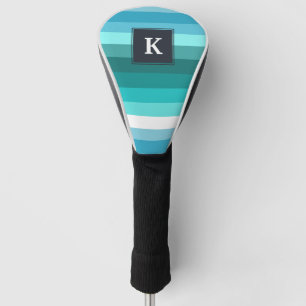 Blaues und cyan-blaues Streifenmonogramm Golf Headcover
