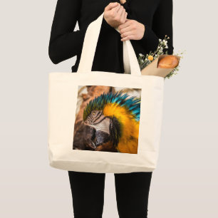 Blaues und gelbes Ara-Portrait Jumbo Stoffbeutel