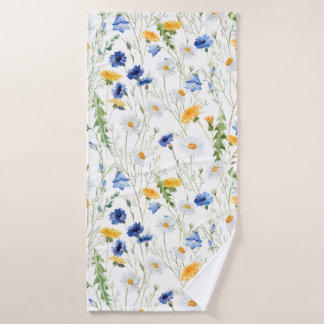 Blaues und gelbes Blumenmuster Badehandtuch