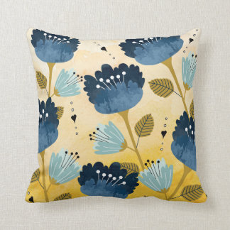Blaues und gelbes Blumenmuster-Kissen Kissen