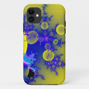 Blaues und gelbes Fraktal Case-Mate iPhone Hülle