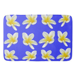 Blaues und gelbes Frangipani-Muster, Badematte