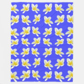 Blaues und gelbes Frangipani-Muster, Fleecedecke (Vorderseite)