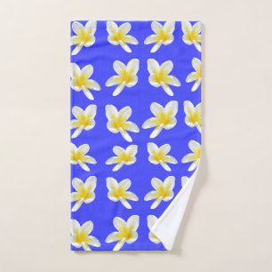 Blaues und gelbes Frangipani-Muster, Handtuch